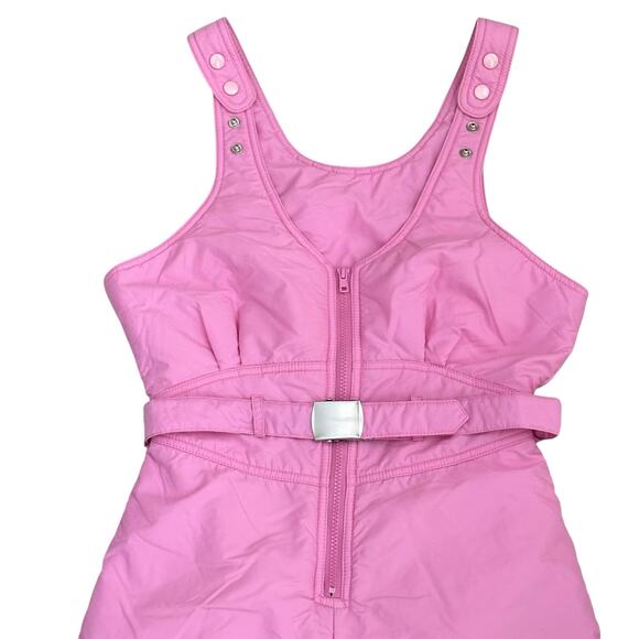Vtg Hermans World Women M Pink Ski Bib Overalls Belted 80s Snow Pants Hong Kong - Picture 11 of 13